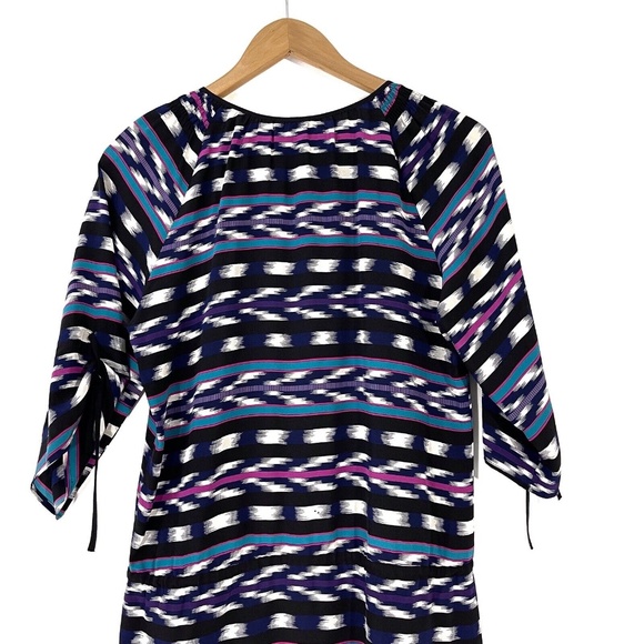 Yumi Kim Women’s Size XS Multi Color Striped Silk Lightweight Tie Keyhole Dress - Picture 10 of 12